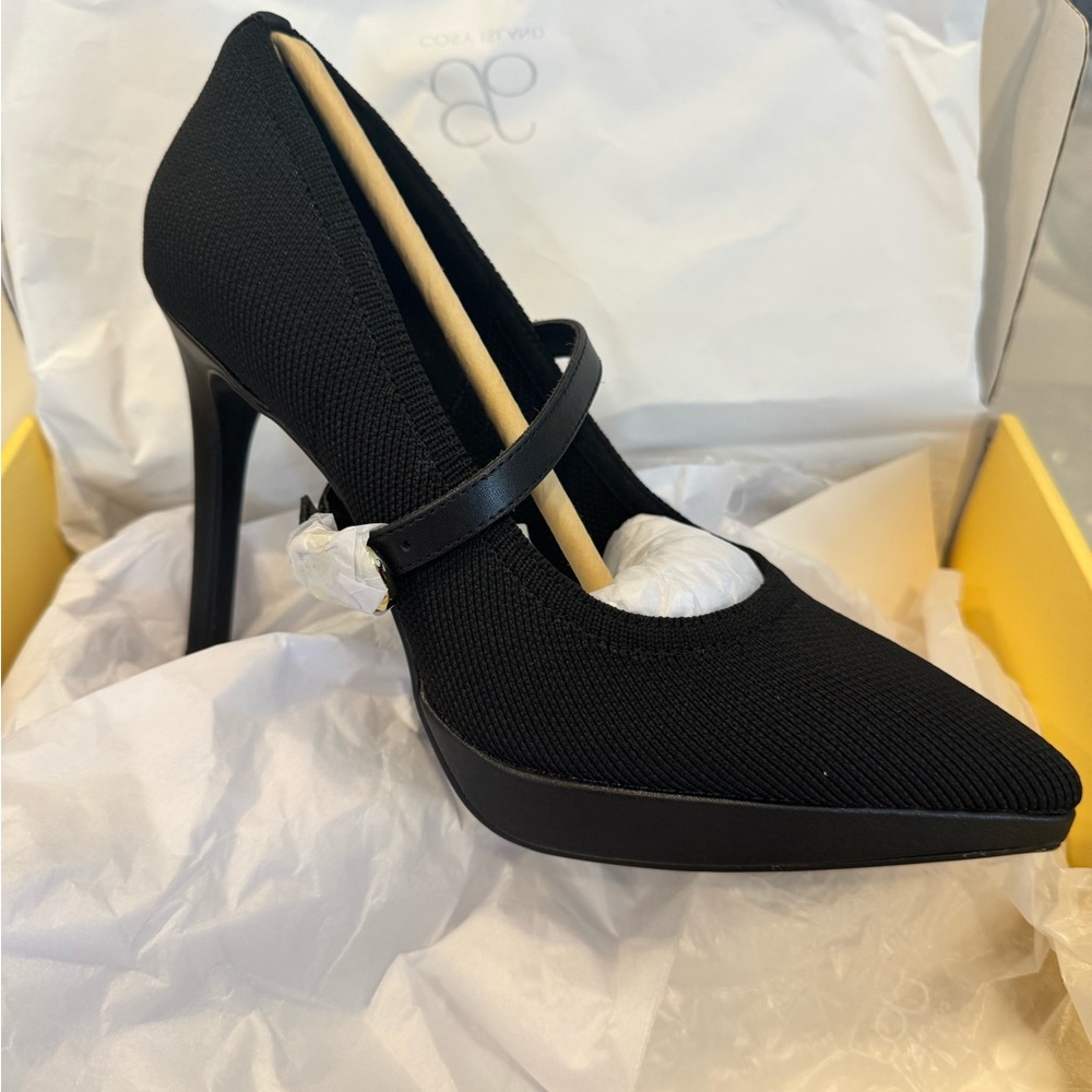 Cosy Island Black Women's Heels with Removable Strap